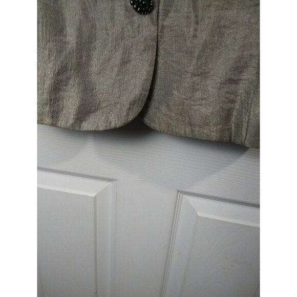 Adrianna Panel Evening Essentials Metallic Taupe Runched Collar Timeless Jacket. - Picture 7 of 14